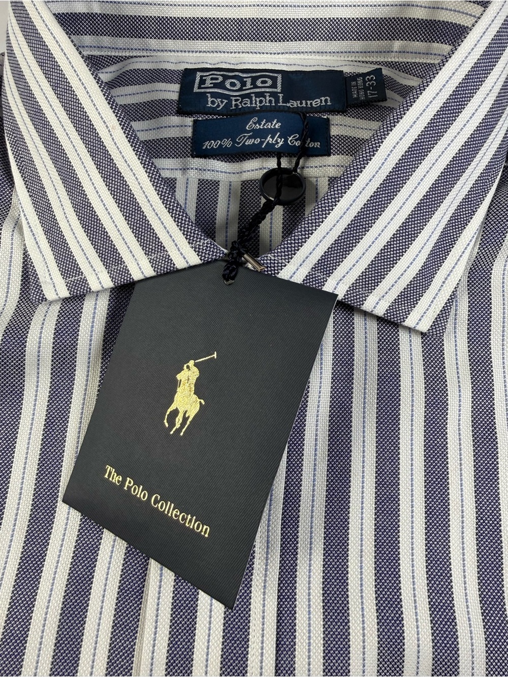 Polo Ralph Lauren Estate Striped Two-Ply Cotton Shirt NWT 17-33